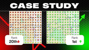 A thumbnail for a case study about physical address vs. SAB for GBP rankings.